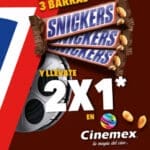 2x1 en Cinemex comprando 3 Snickers en Walmart