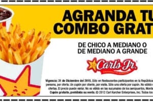 Carl’s Jr: Cupones Agranda tu combo gratis