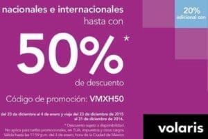 Volaris: 50% de descuento en vuelos nacionales e internacionales en navidad