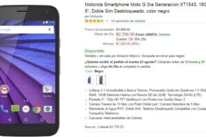 Amazon: Smartphone Moto G 3ra Generacion, Doble Sim $2,799