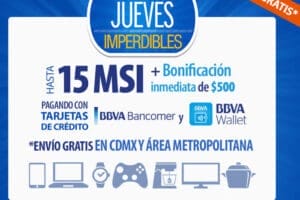 Walmart: bonificación de $500 y 15 msi con BBVA Bancomer