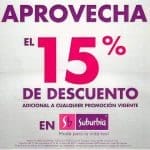 Suburbia 15% de descuento adicional pagando con tarjetas Liverpool