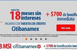 Walmart: Cyber Martes Citibanamex $700 de descuento y 18 MSI