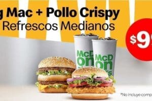 McDonalds: Cupón Big Mac + Pollo Crispy + 2 Refrescos Medianos a $99