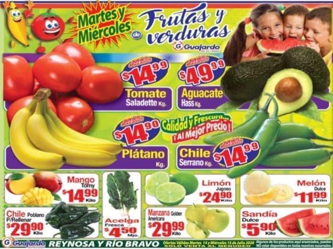 Folleto Super Guajardo frutas y verduras 14 y 15 de julio 2020
