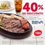 Vips: Cupón 40% de descuento con tarjetas de crédito BBVA Bancomer