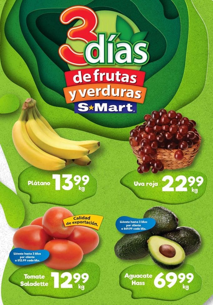 Ofertas S-Mart frutas y verduras del 16 al 18 de agosto 2022 2 s mart frutas verduras agosto 16