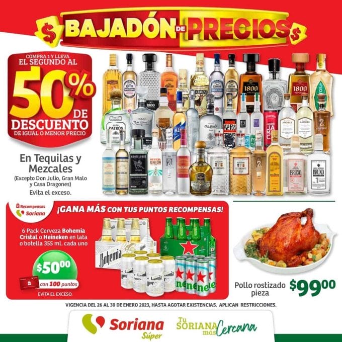Folleto Soriana Súper Bajadón de Precios 26 al 30 de enero 2023 2 soriana super ofertas ene 28