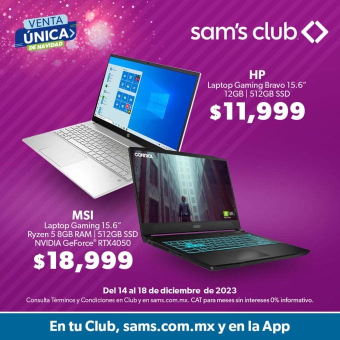 Sams Club Venta de Navidad 2023: 18 meses sin intereses + 3 de bonificación 3 sams venta navidad 2023 3